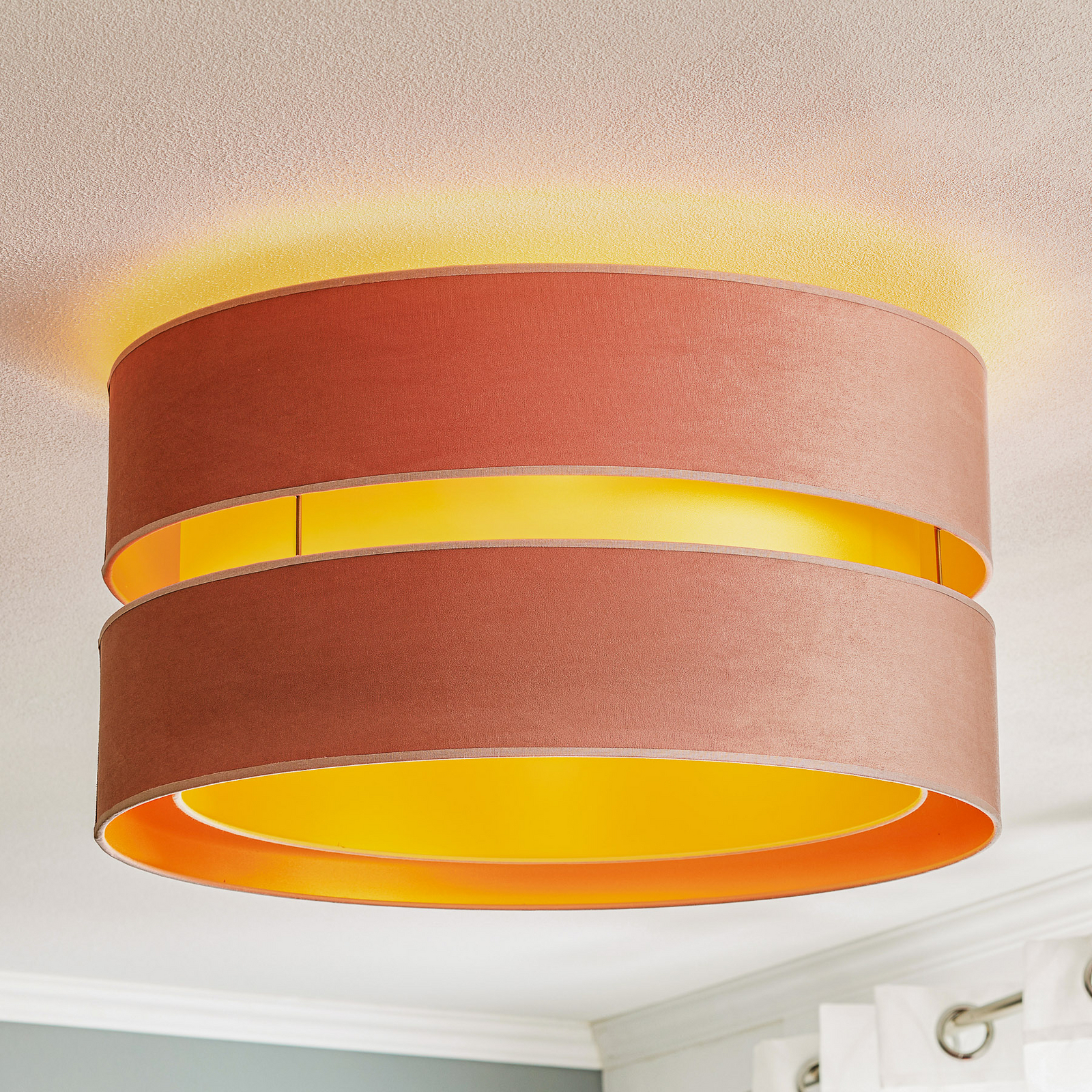 Plafondlamp Golden Duo Ø 60 cm lichtroze/goud